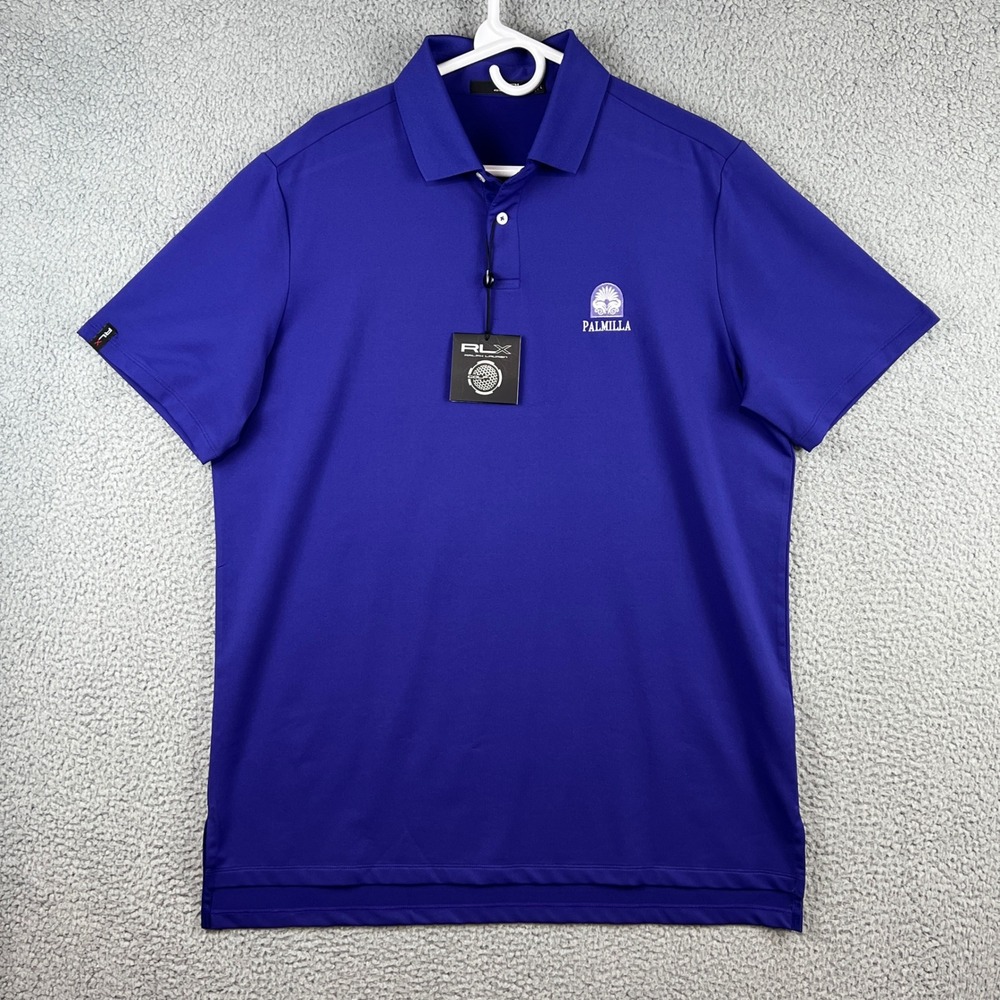 RLX Ralph Lauren Golf Polo Shirt Mens Large Purple Palmilla Performance‎ Stretch